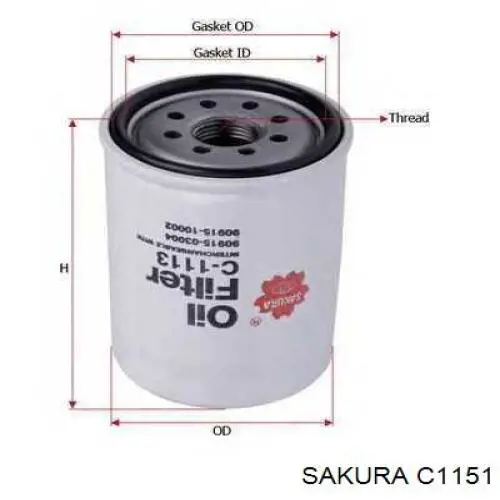 Масляний фільтр двигуна Sakura C1151 ціна, від 5.70 USD