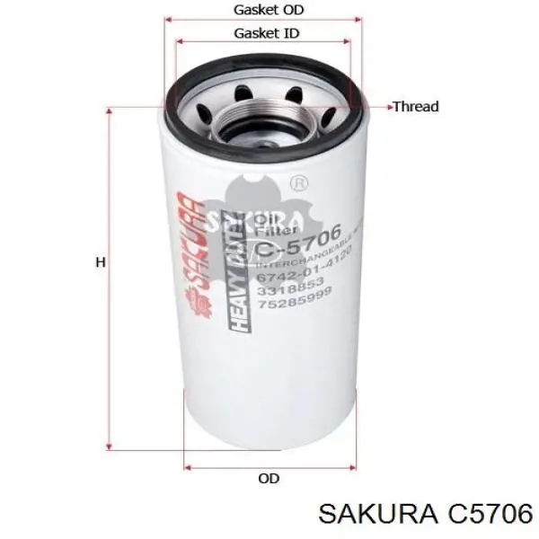 Купити C5706 Sakura Фільтр очищення масла відцентровий