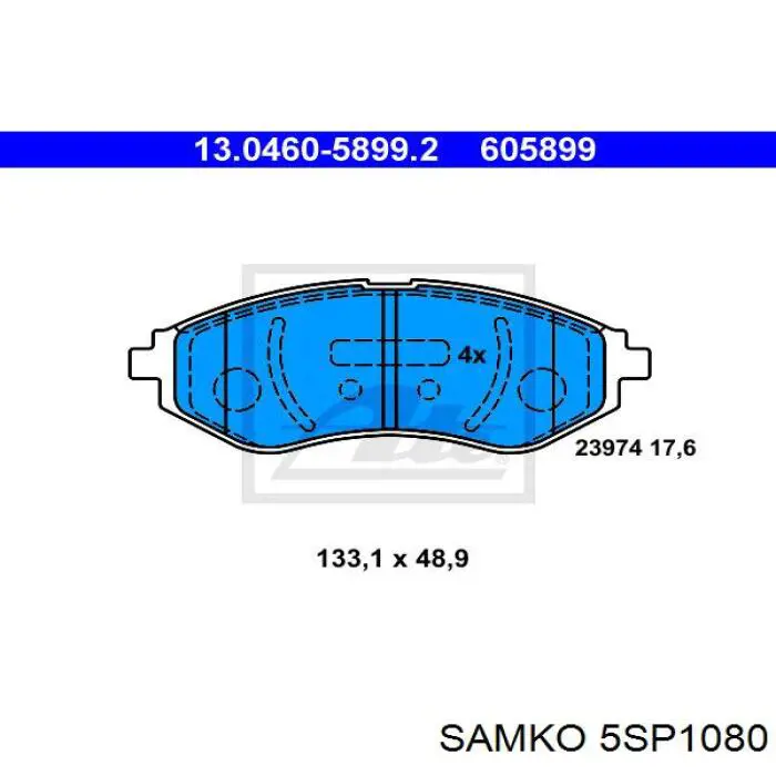 Гальмівні колодки Samko 5SP1080 ціна, від 11.49 USD