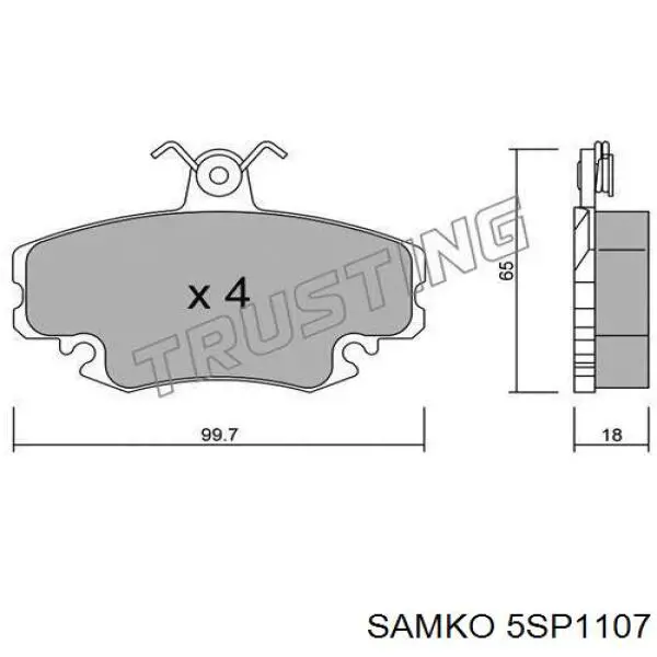 Колодки гальмівні передні, дискові 5SP1107 Samko