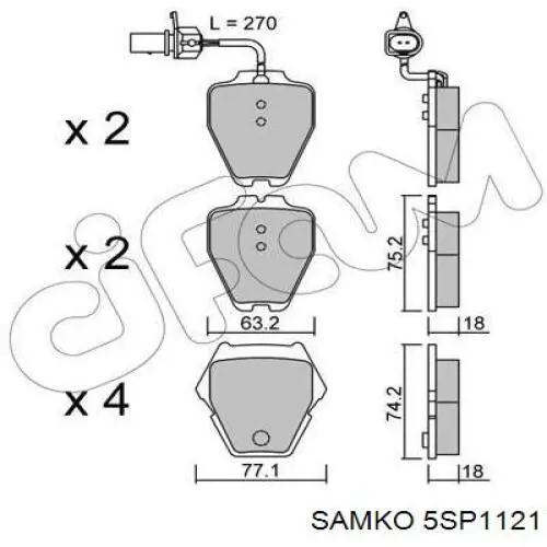 5SP1121 Samko колодки гальмівні передні, дискові