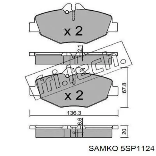 Гальмівні колодки Samko 5SP1124 ціна, від 19.95 USD