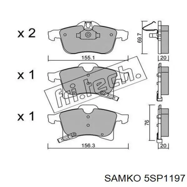 5SP1197 Samko Передні гальмівні колодки