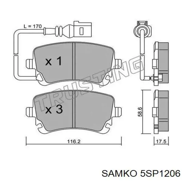 5SP1206 Samko Колодки гальмівні задні, дискові
