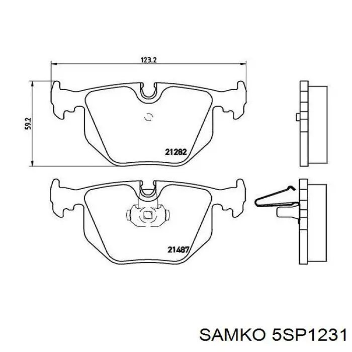 Задні гальмівні колодки Samko 5SP1231 ціна, від 18.60 USD