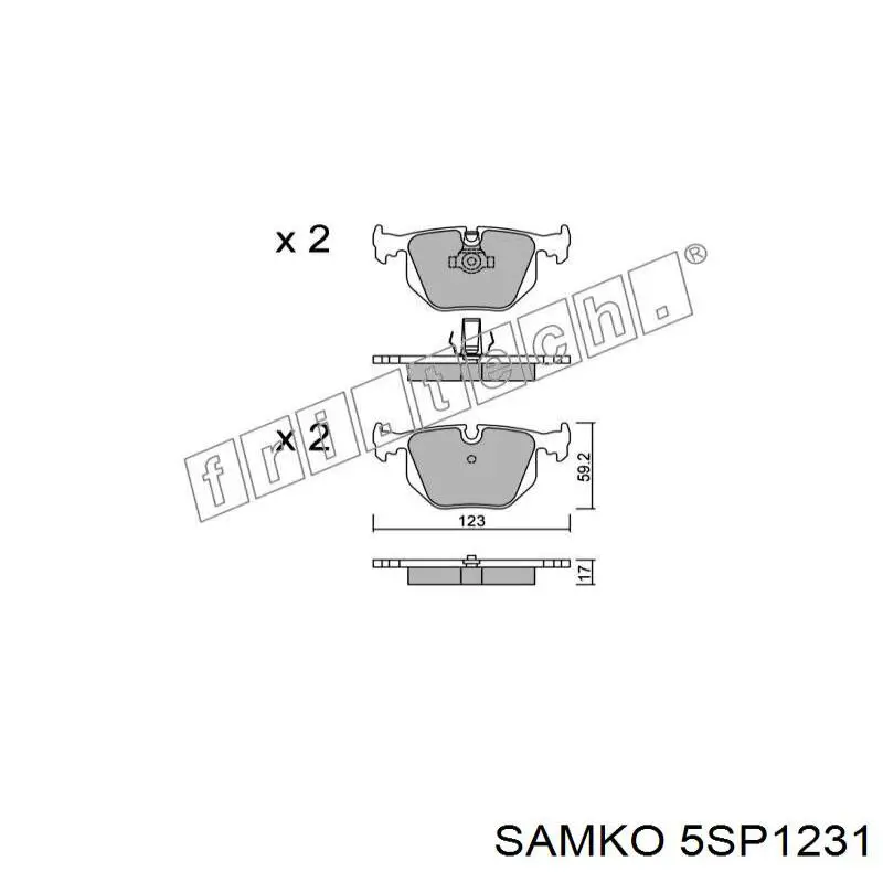 Задні гальмівні колодки 5SP1231 Samko