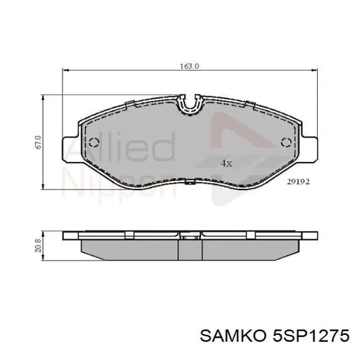 Гальмівні колодки Samko 5SP1275 ціна, від 28.79 USD