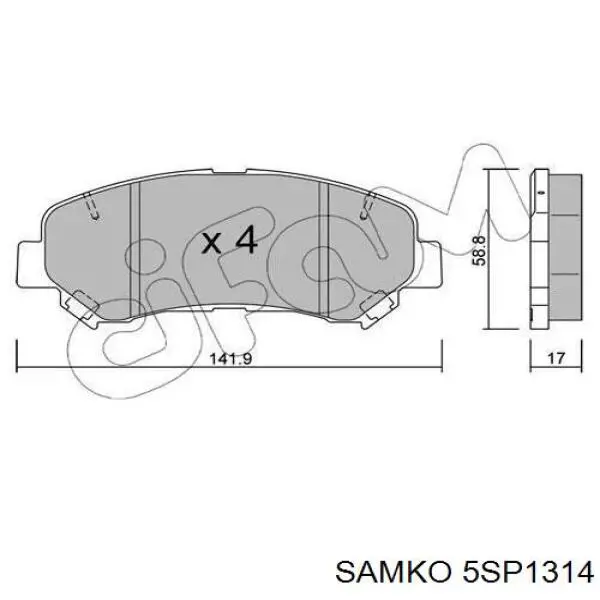 5SP1314 Samko Передні гальмівні колодки