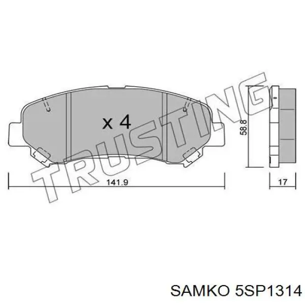 Гальмівні колодки Samko 5SP1314 ціна, від 19.76 USD