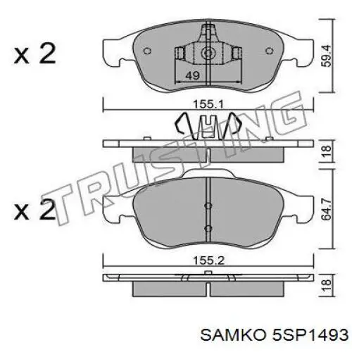 5SP1493 Samko колодки гальмівні передні, дискові
