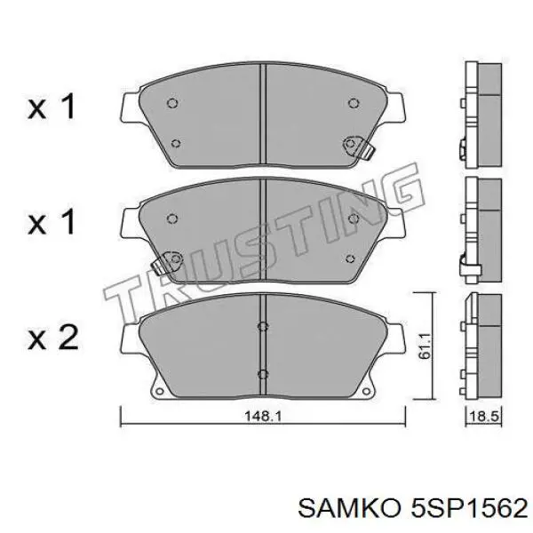 Колодки гальмівні передні, дискові 5SP1562 Samko