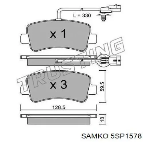 Задні гальмівні колодки Samko 5SP1578 ціна, від 21.60 USD