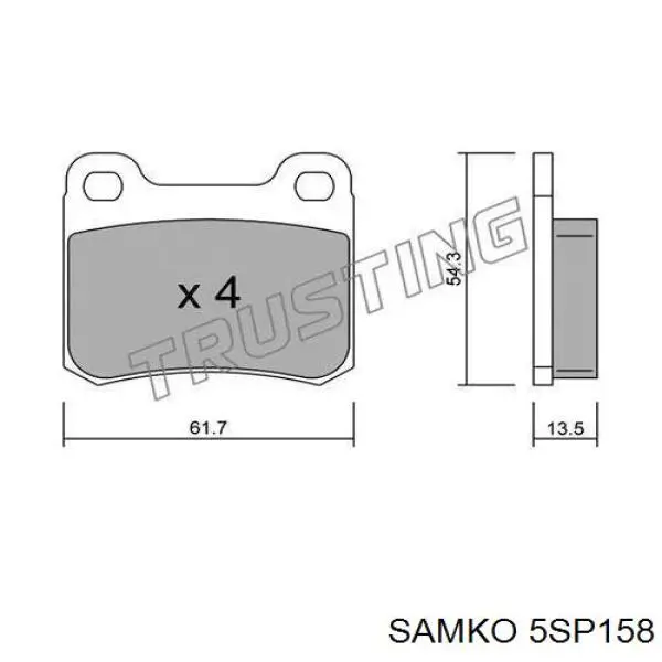 Колодки гальмові задні, дискові 5SP158 Samko