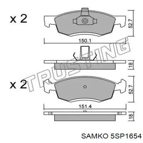 5SP1654 Samko колодки гальмівні передні, дискові