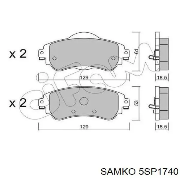 5SP1740 Samko колодки гальмівні передні, дискові