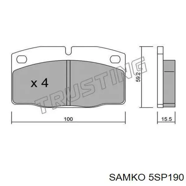 Колодки гальмівні передні, дискові 5SP190 Samko