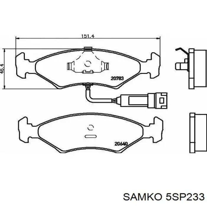 Колодки гальмівні передні, дискові 5SP233 Samko