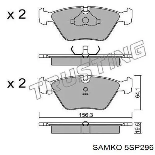 Колодки гальмівні передні, дискові 5SP296 Samko