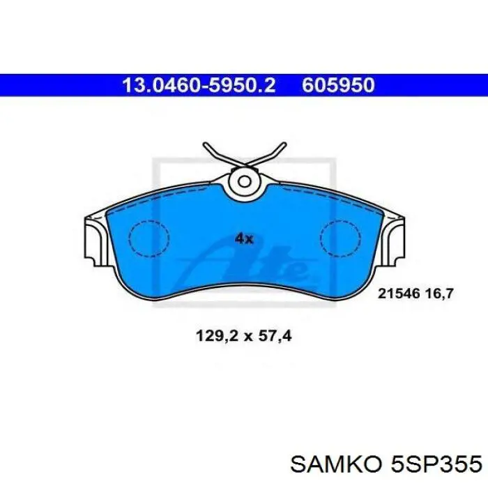 Гальмівні колодки Samko 5SP355 ціна, від 14.09 USD