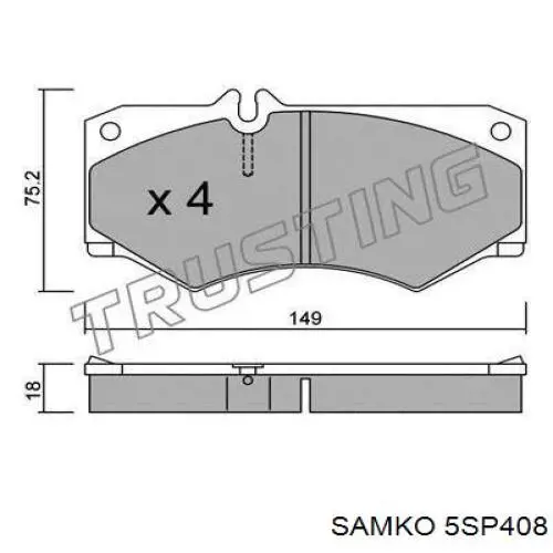 Гальмівні колодки Samko 5SP408 ціна, від 16.74 USD