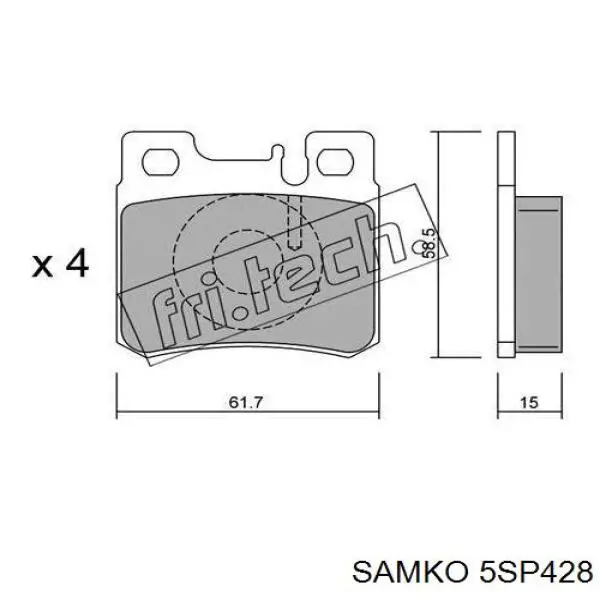 Колодки гальмові задні, дискові 5SP428 Samko