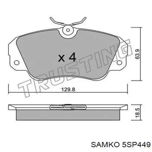 Колодки гальмівні передні, дискові 5SP449 Samko