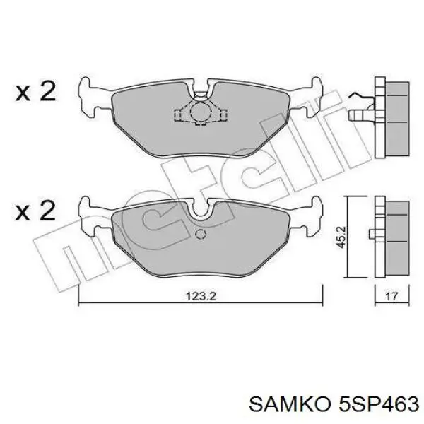 Задні гальмівні колодки Samko 5SP463 ціна, від 14.00 USD