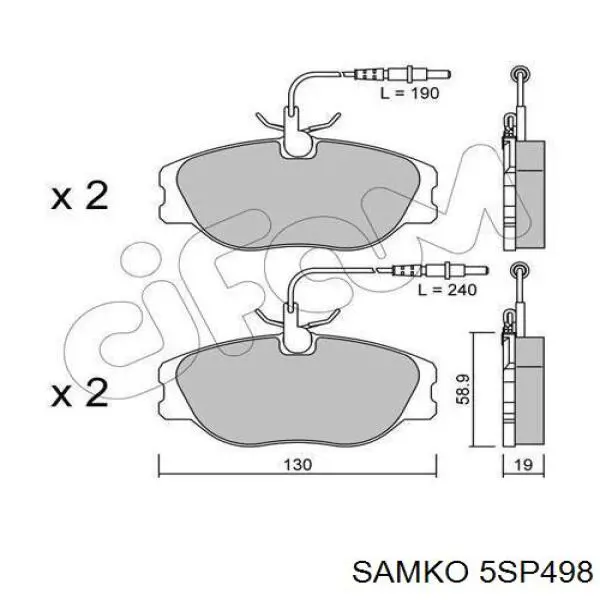Передні тормозні колодки 5SP498 Samko