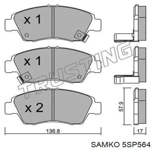 5SP564 Samko Передні гальмівні колодки
