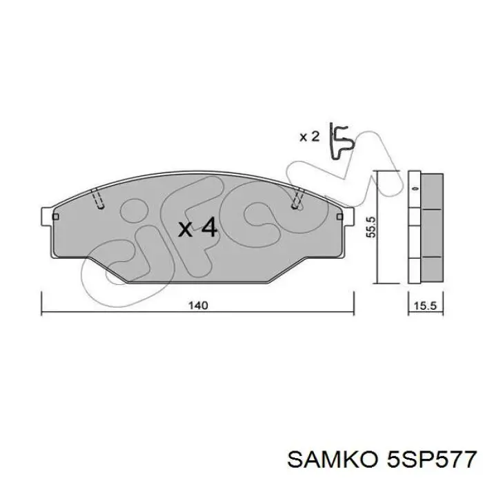 Колодки гальмівні передні, дискові 5SP577 Samko