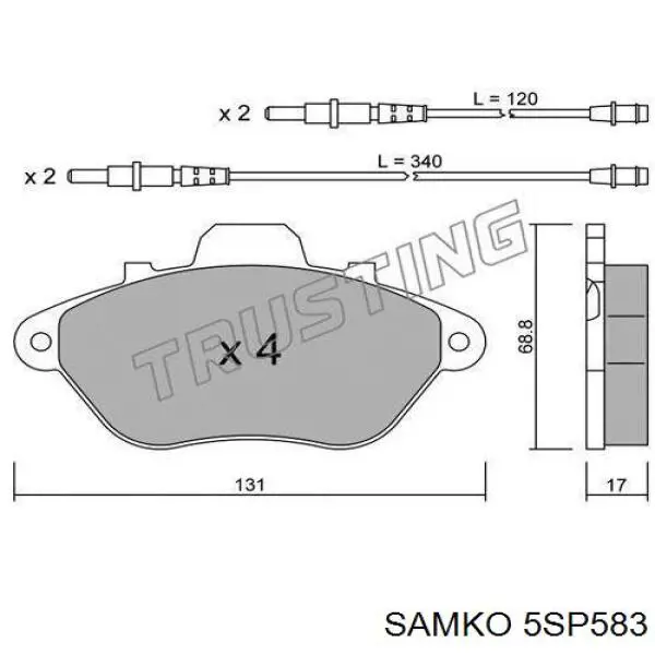 5SP583 Samko колодки гальмівні передні, дискові
