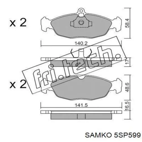 Колодки гальмівні передні, дискові 5SP599 Samko