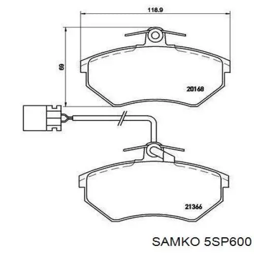 Передні тормозні колодки 5SP600 Samko
