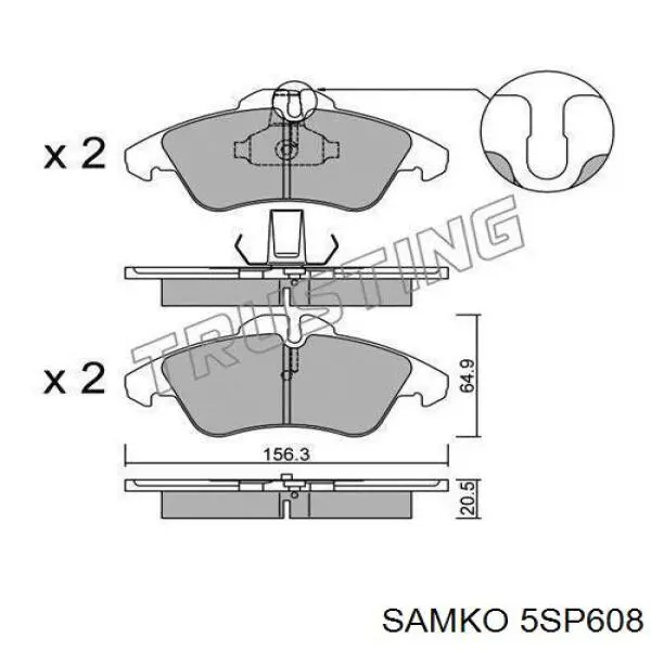 5SP608 Samko Передні гальмівні колодки