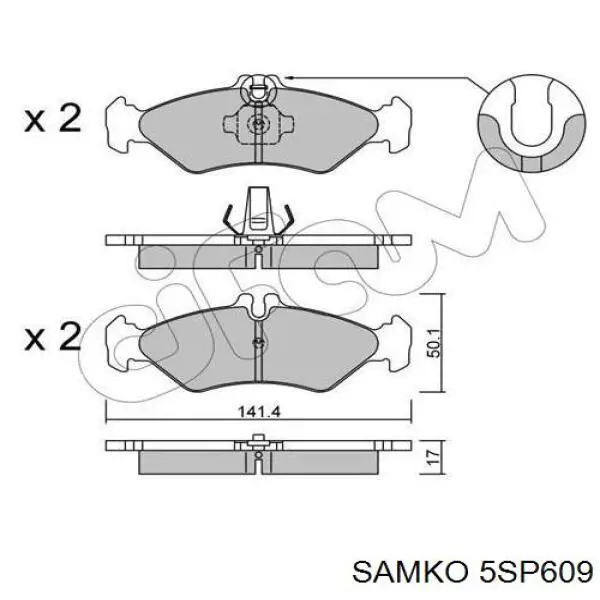 5SP609 Samko Колодки гальмівні задні, дискові