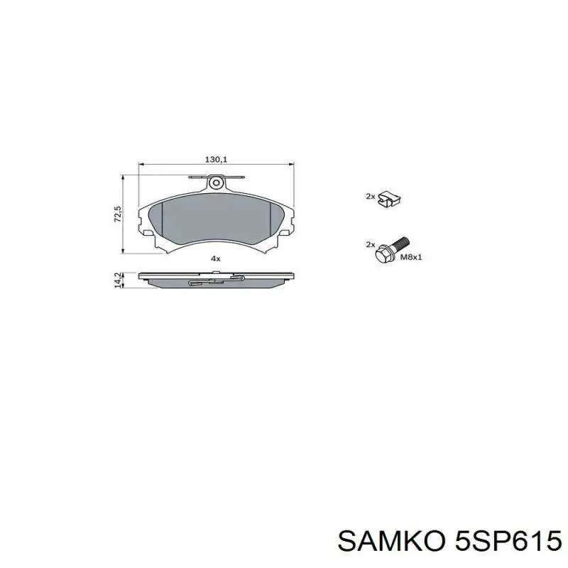 Гальмівні колодки Samko 5SP615 ціна, від 15.46 USD