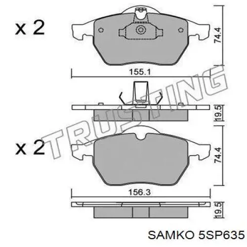 5SP635 Samko колодки гальмівні передні, дискові
