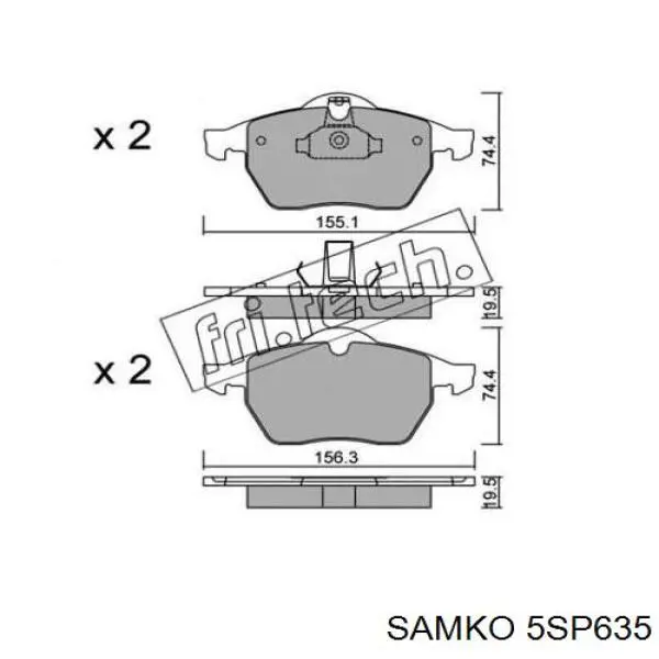 Гальмівні колодки Samko 5SP635 ціна, від 19.89 USD