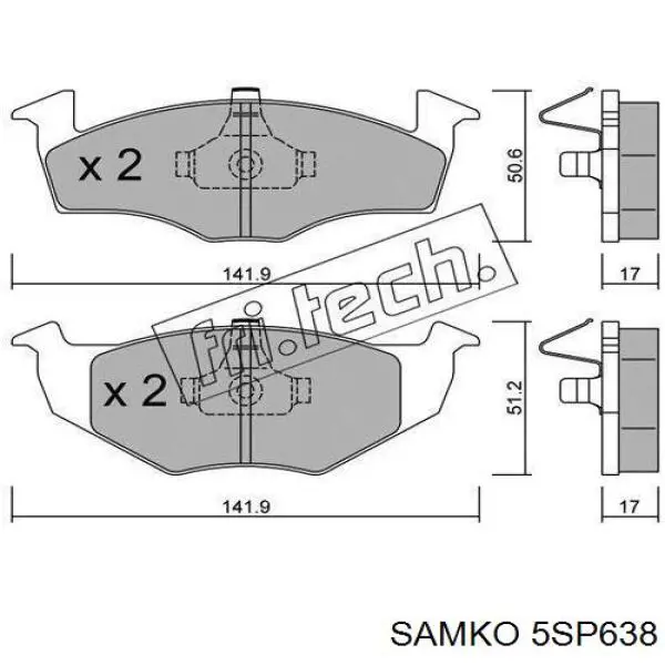 Купити 5SP638 Samko Колодки гальмівні передні, дискові