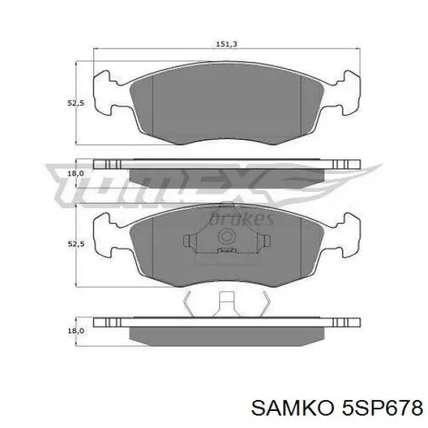 Колодки гальмівні передні, дискові 5SP678 Samko