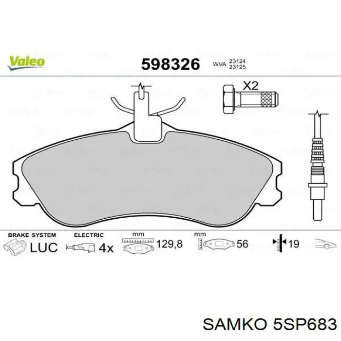 5SP683 Samko Передні гальмівні колодки