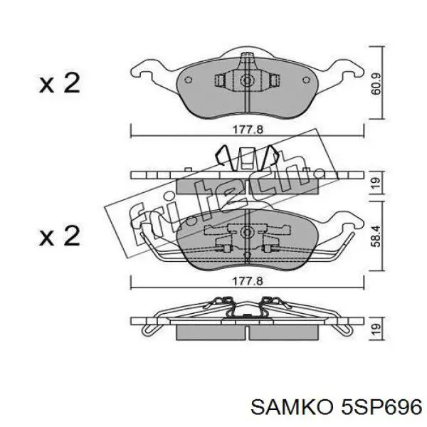 Колодки гальмівні передні, дискові 5SP696 Samko