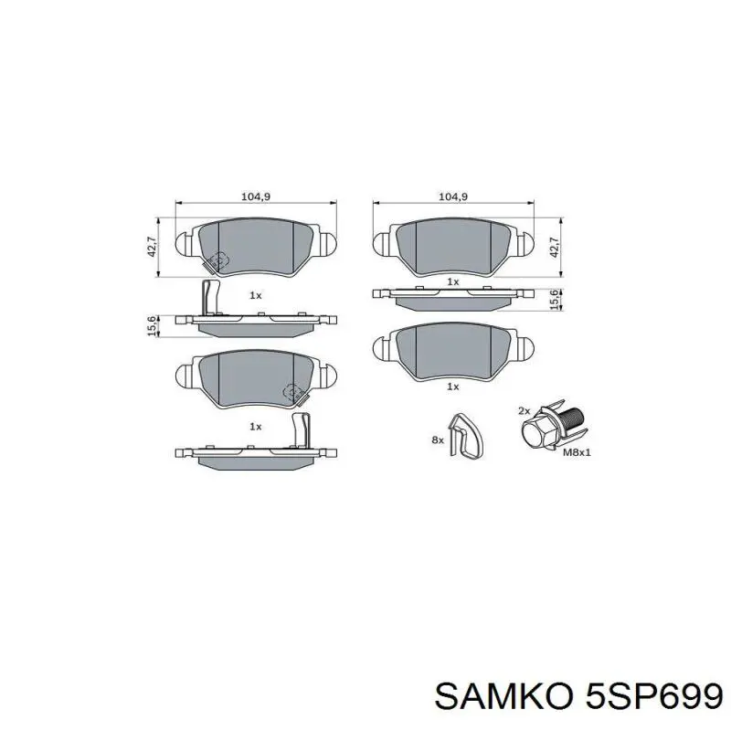 Задні гальмівні колодки 5SP699 Samko