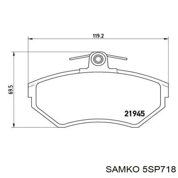 Гальмівні колодки Samko 5SP718 ціна, від 16.07 USD