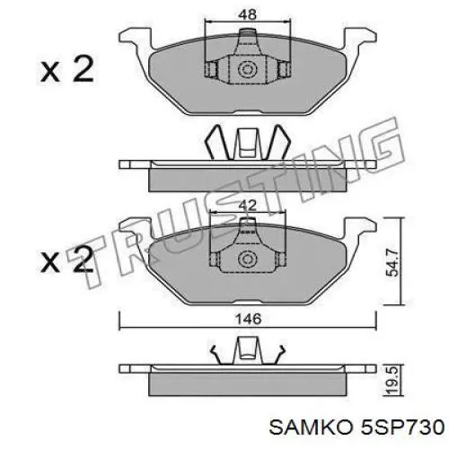 Гальмівні колодки Samko 5SP730 ціна, від 17.41 USD