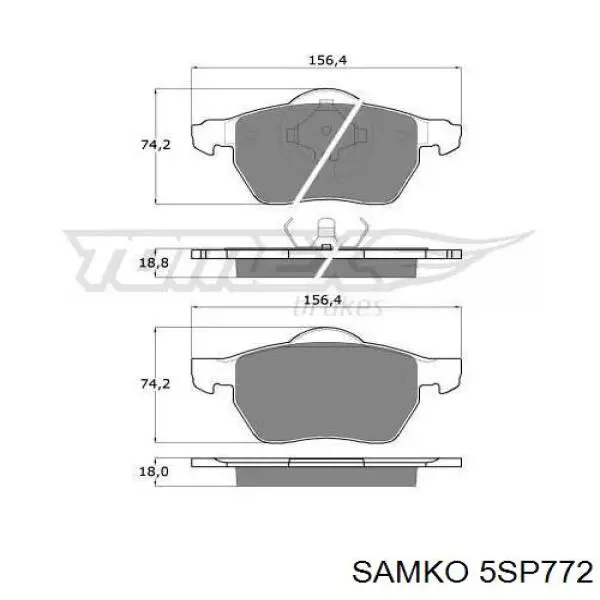 5SP772 Samko колодки гальмівні передні, дискові