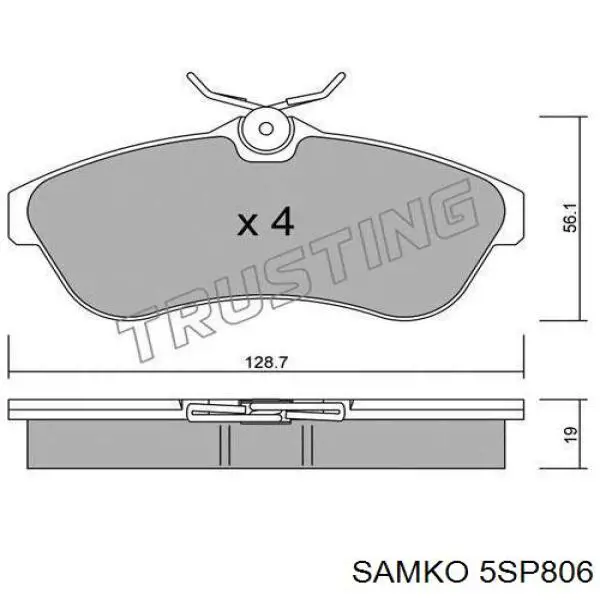 5SP806 Samko колодки гальмівні передні, дискові