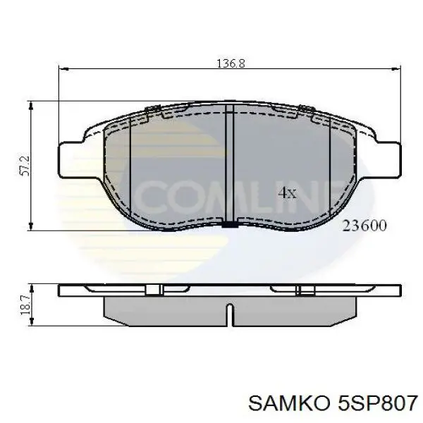 Гальмівні колодки Samko 5SP807 ціна, від 17.27 USD