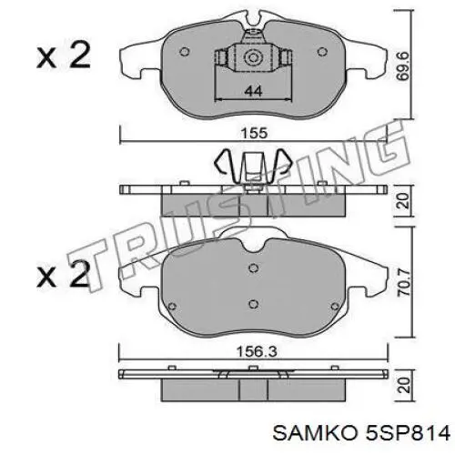 Передні тормозні колодки 5SP814 Samko