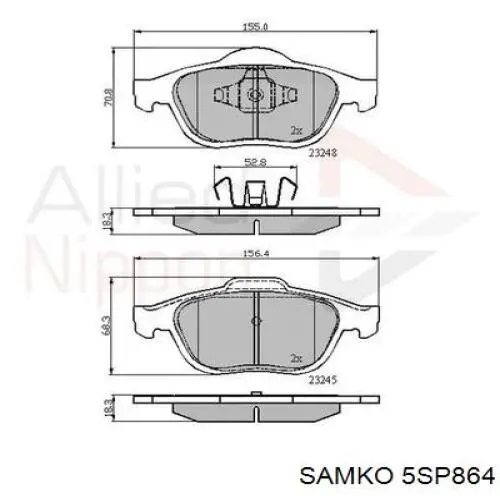 5SP864 Samko Передні гальмівні колодки